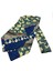 Mavi - Yeşil Motif Desen Erkek Ascot Fular K646 5