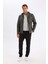 Antrasit Su İtici Slim Fit Dar Kesim Çıkarılabilir Kapüşonlu Fermuarlı Cepli Suni Deri Mont R2523AZ24WN 6
