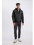 Su İtici Slim Fit Dar Kesim Çıkarılabilir Kapüşonlu Fermuarlı Cepli Suni Deri Mont N9682AZ24WN 7