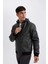 Su İtici Slim Fit Dar Kesim Çıkarılabilir Kapüşonlu Fermuarlı Cepli Suni Deri Mont N9682AZ24WN 8