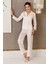 Imaj 2240 Ekru Renk Saten Uzun Kollu 2li Pijama Takım 1