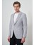 Erkek Gri Örme Desenli Slim Fit Mono Yaka Ceket 1