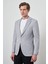 Erkek Gri Örme Desenli Slim Fit Mono Yaka Ceket 4