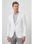 Erkek Beyaz Örme Desenli Mono Yaka Slim Fit Ceket 1