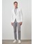 Erkek Beyaz Örme Desenli Mono Yaka Slim Fit Ceket 2