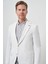 Erkek Beyaz Örme Desenli Mono Yaka Slim Fit Ceket 3