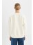 Loose Fit Bisiklet Yaka Baskılı Kalın Sweatshirt C7811AX24WN 6