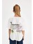 Kız Çocuk Oversize Geniş Kalıp Bisiklet Yaka Sırt Baskılı Kısa Kollu Tişört D0315A824AU 8