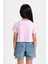 Kız Çocuk Relax Fit Bisiklet Yaka Kısa Kollu Tişört C9775A824HS 7