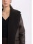 Regular Fit Smokin Yaka Suni Deri Düğmeli Cepli Pelüş Astar Parka D0840AX24WN 6
