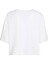 Kadın Boxy Logo T-Shirt Pamuklu Oversize Stil T-Shirt - Beyaz 2