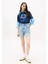 Kadın Varsity Logolu Relaxed Fit T-Shirt - Lacivert 2