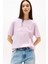 Kadın Varsity Logolu Relaxed Fit T-Shirt - Pembe 1
