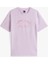 Kadın Varsity Logolu Relaxed Fit T-Shirt - Pembe 5