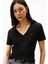 Kadın Slim Cody V-Yaka Kısa Kollu T-Shirt - Siyah 3