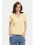 Kadın Slim Cody V-Yaka Kısa Kollu T-Shirt - Sarı 1