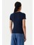 Kadın Slim Fit Logolu T-Shirt - Lacivert 2