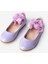 Lila Tül Çiçekli Kız Çocuk Ayakkabı Düz Taban Şıklığı 1