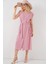Miracotton Sıfır Kol Kuşaklı Ayrobin Elbise 2568 - Pudra 2