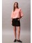 Kadın Cropped Boxy Fit Logolu T-Shirt - Mercan 2