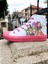 Beyaz Pembe Taban Kpop Baskılı Keten Çocuk Spor Ayakkabı Sneaker 1
