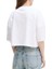 Kadın Cropped Boxy Fit Zincir Dikiş Logolu T-Shirt - Beyaz 2