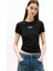 Kadın Slim Fit Logolu T-Shirt - Siyah 1