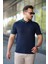 Erkek Polo Yaka Lacivert Şerit Detaylı Regular Fit Tişört - 2530 1