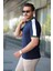 Erkek Polo Yaka Lacivert Şerit Detaylı Regular Fit Tişört - 2530 2