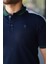 Erkek Polo Yaka Lacivert Şerit Detaylı Regular Fit Tişört - 2530 3