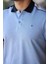 Erkek Polo Yaka Mavi Şerit Detaylı Regular Fit Tişört - 2530 3