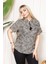 Yaka Püsküllü Viscon Bluz Tshirt Leopar 1