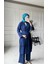 Dantel Şerit Detaylı Kimono Takım - Mavi 3