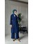 Dantel Şerit Detaylı Kimono Takım - Mavi 5