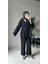 Bağcıklı Premium Kumaş Rahat Kimono Takım - Siyah 4