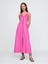 Kadın Pembe Linen-Blend Nakışlı Halter Maxi Elbise 1