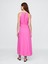 Kadın Pembe Linen-Blend Nakışlı Halter Maxi Elbise 4