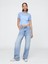 Kadın Mavi Transparan Crop T-Shirt 4