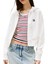 Kadın Boxy Fit Kapüşonlu Fermuarlı Cropped Sweatshirt - Ekru 1