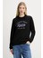 Kadın Regular Fit Grafik Logolu Sweatshirt - Siyah 1