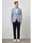 Erkek Indigo Örme Slim Fit Mono Yaka Ceket 2