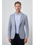 Erkek Indigo Örme Slim Fit Mono Yaka Ceket 4