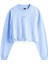 Kadın Crop Script Logolu Sweatshirt - Mavi 4