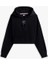 Kadın Relaxed Fit Sırtı Kalp Baskılı Cropped Sweatshirt - Siyah 5