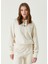 Krem Kapüşonlu Logolu Sweatshirt 1