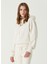 Krem Kapüşonlu Logolu Sweatshirt 3
