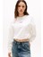Kadın Crop Script Logolu Sweatshirt - Ekru 1