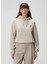 Bej Kapüşonlu Logo Nakışlı Sweatshirt 3