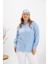 Büyük Beden Taş Detay Gömlek Bebe Mavi 1