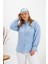 Büyük Beden Taş Detay Gömlek Bebe Mavi 3